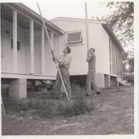Michael Sellon and Dick Schooley building 'our motel'